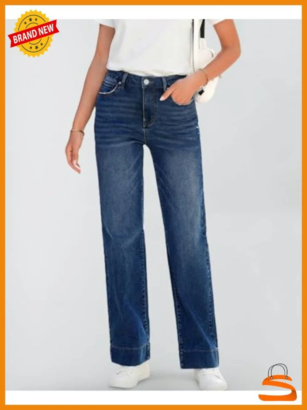 High Waisted Wide Leg Stretchy Baggy Denim Jeans